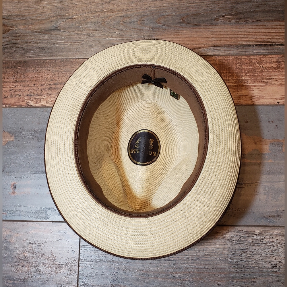 Stetson Woven Hemp Hat Collectable White/Tan Size 57 / 7 1/8 - Picture 8 of 10